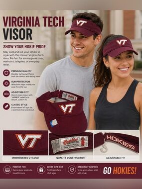 Virginia Tech VT Hokies Maroon Adjustable- unisex NCAA College Sports Headwear